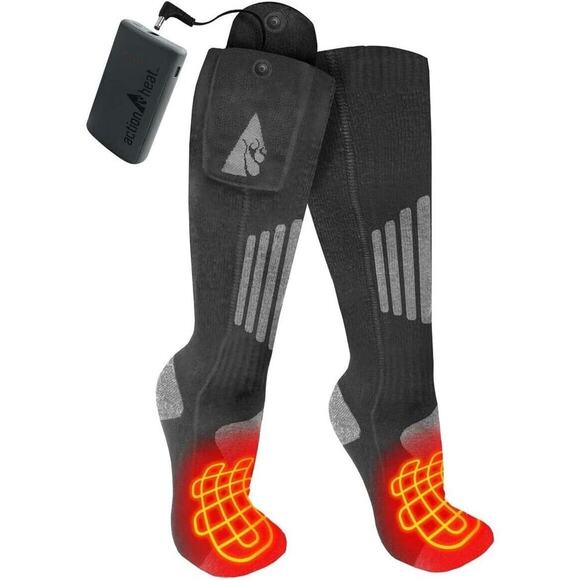Action Heat 3.7V SML/MED Rechargeable Heated Socks 2.0 w/ Remote - Grey NEW - Picture 1 of 8
